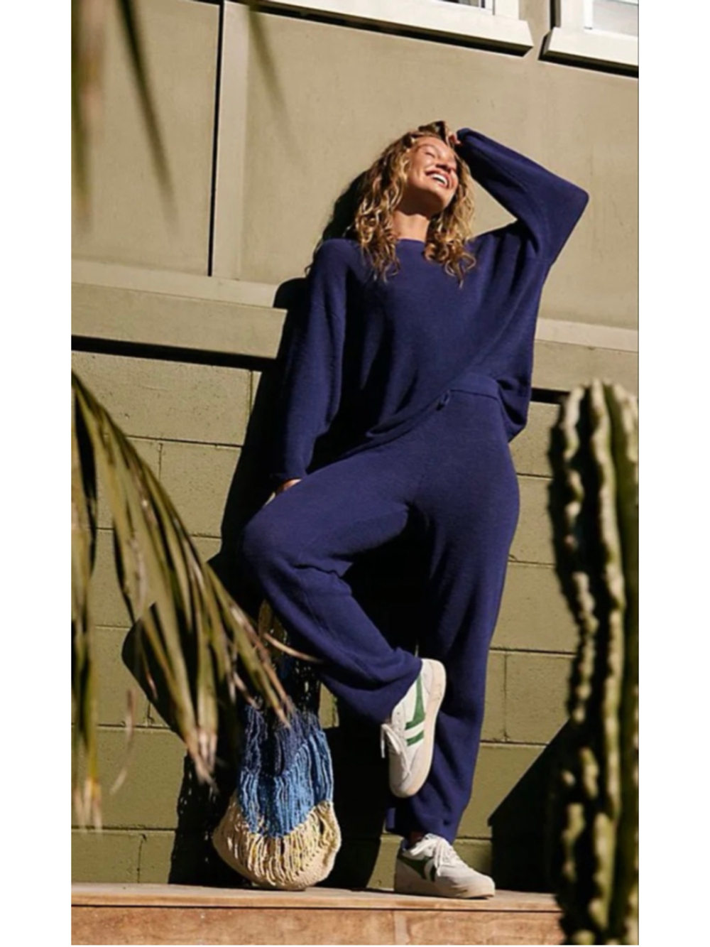 Free People Beach Malibu Pant Sweater Surf Set Blue Size Small Boho